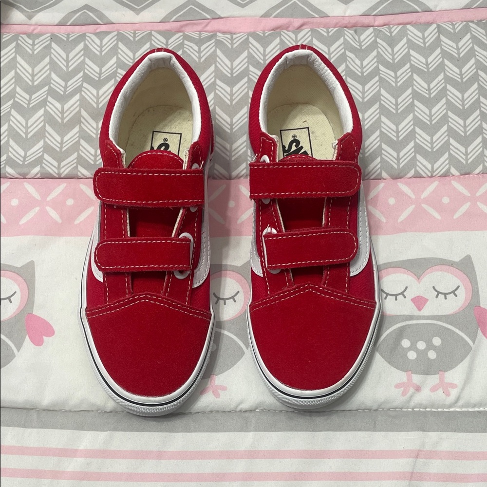 Vans Red Kids Sneakers with Velcro